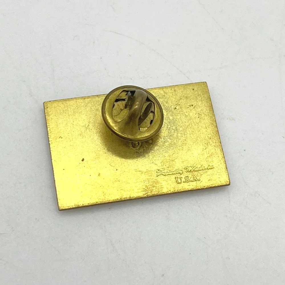 Just Say Merry Christmas Vintage Style Yellow Lapel Pin Xmas Tree Made in‎ USA